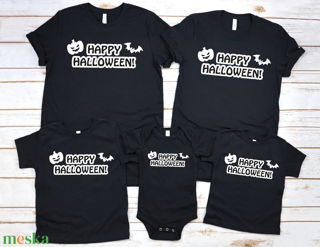 Sötétben világító Halloween póló, body, családi póló szett - otthon & életmód - dekoráció - halloween - halloweeni jelmez és kiegészítők - Meska.hu