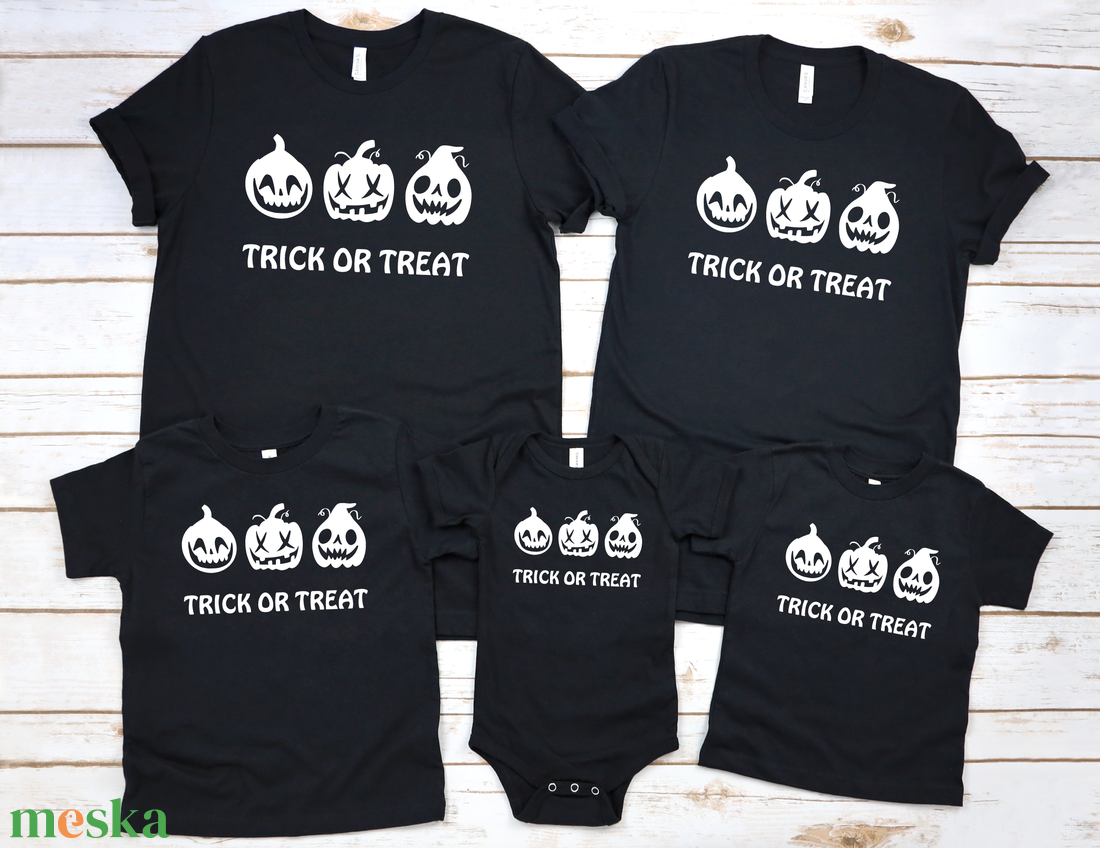 Sötétben világító Halloween póló, body, családi póló szett - otthon & életmód - dekoráció - halloween - halloweeni jelmez és kiegészítők - Meska.hu