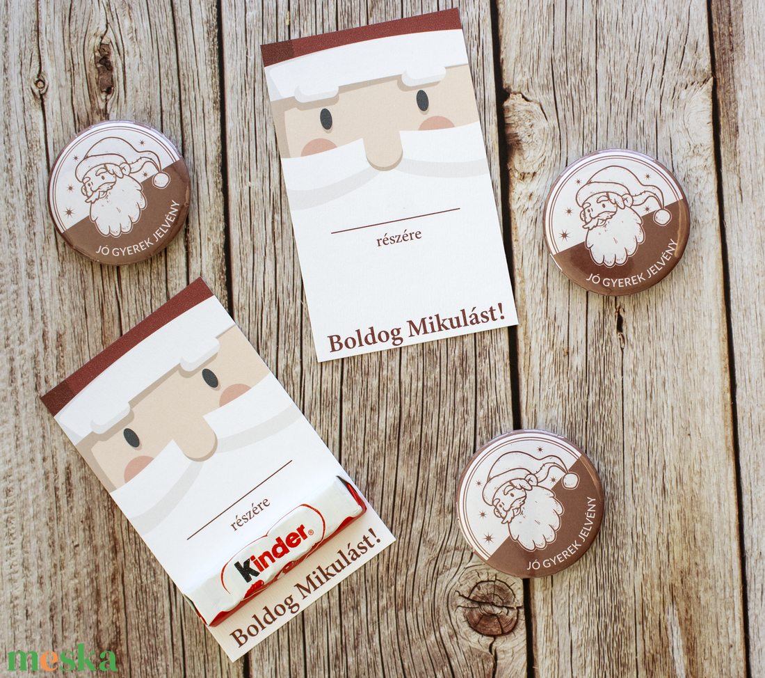 Mikulás napi kártya és jó gyerek jelvény, kitűző - karácsony - mikulás - mikulás ajándékok - Meska.hu