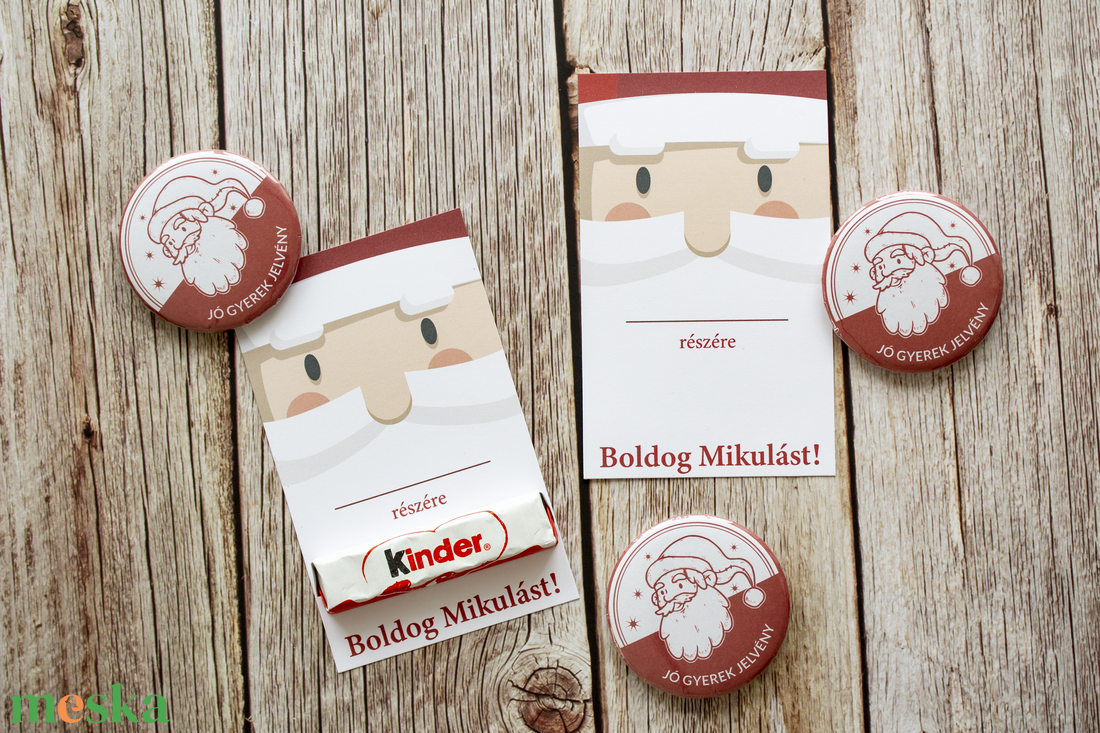 Mikulás napi kártya és jó gyerek jelvény, kitűző - karácsony - mikulás - mikulás ajándékok - Meska.hu