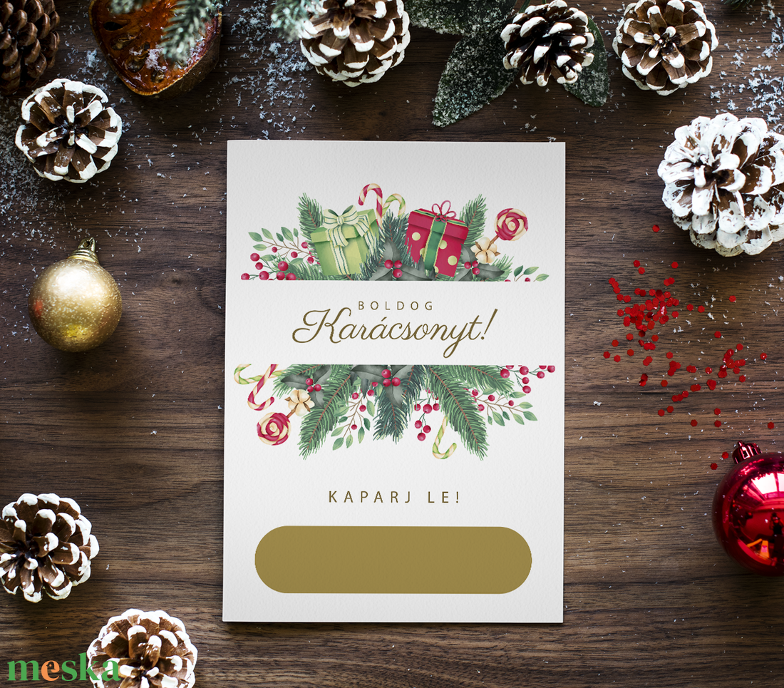 Lekaparható karácsonyi lap egyedi szöveggel - karácsony - karácsonyi ajándékozás - karácsonyi képeslap, üdvözlőlap, ajándékkísérő - Meska.hu