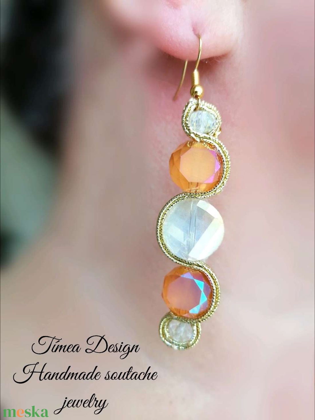 Rosegold fülbevaló - ékszer - fülbevaló - lógó fülbevaló - Meska.hu