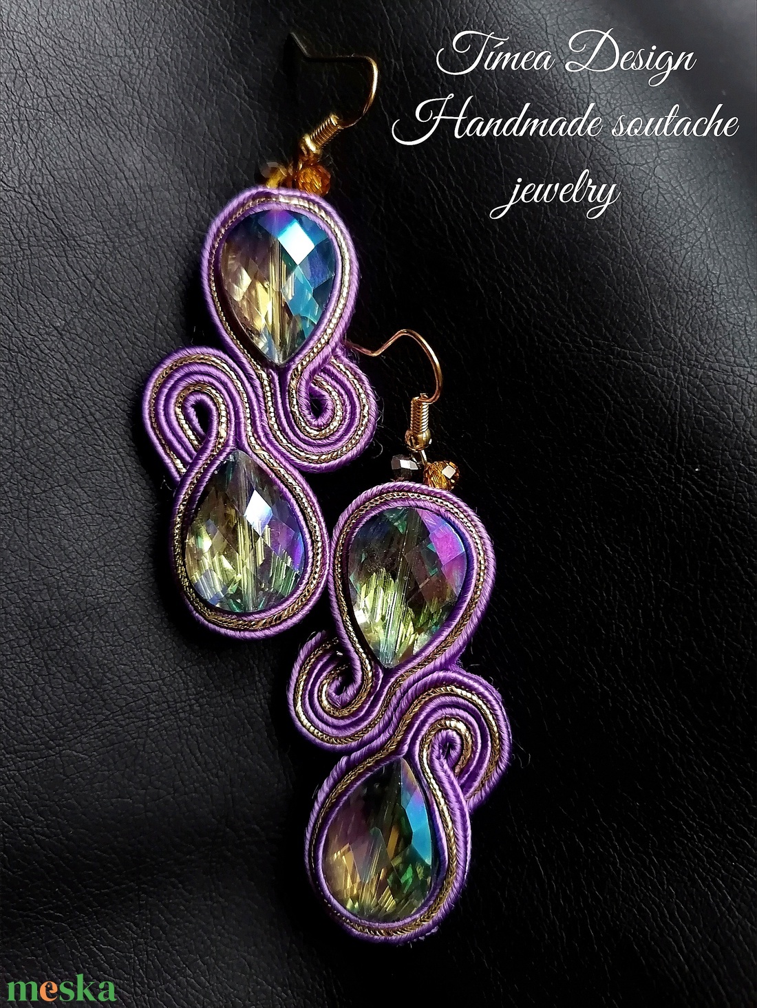 Lila fülbevaló - ékszer - fülbevaló - lógó fülbevaló - Meska.hu