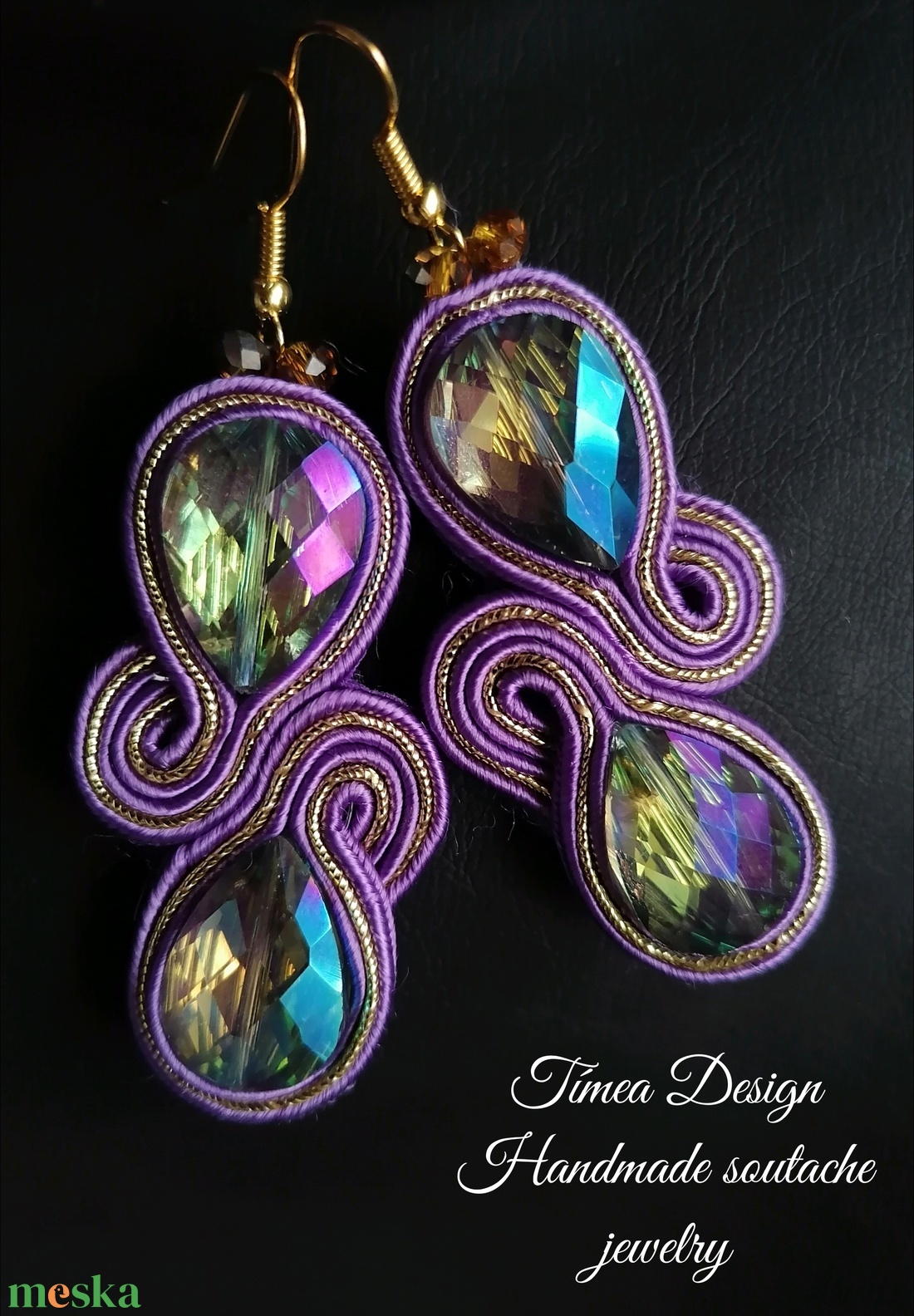 Lila fülbevaló - ékszer - fülbevaló - lógó fülbevaló - Meska.hu