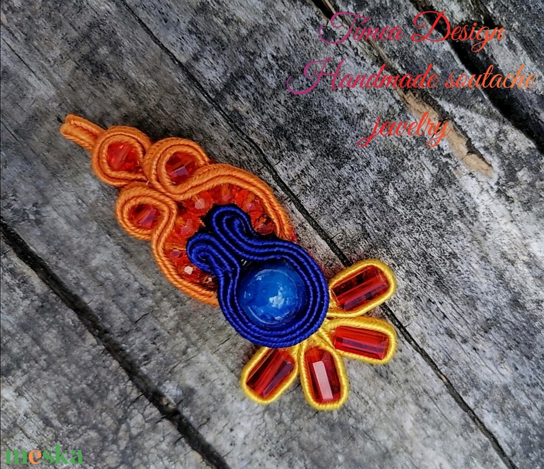 Narancs-kék medál - ékszer - nyaklánc - medál - Meska.hu