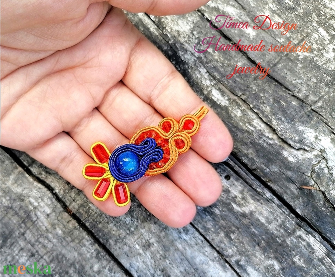 Narancs-kék medál - ékszer - nyaklánc - medál - Meska.hu