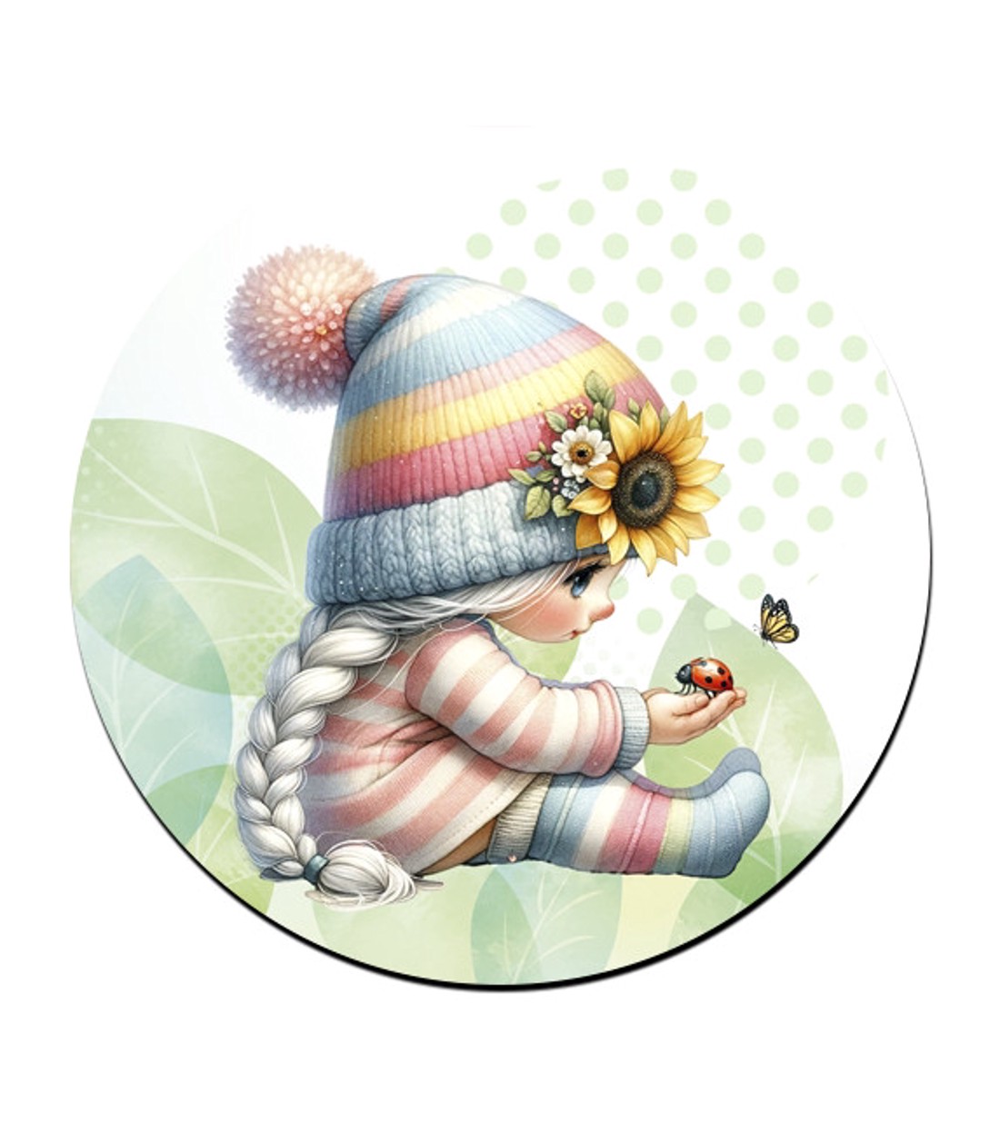 Katicás napraforgós manó lány mintás bögre alátét -  - Meska.hu