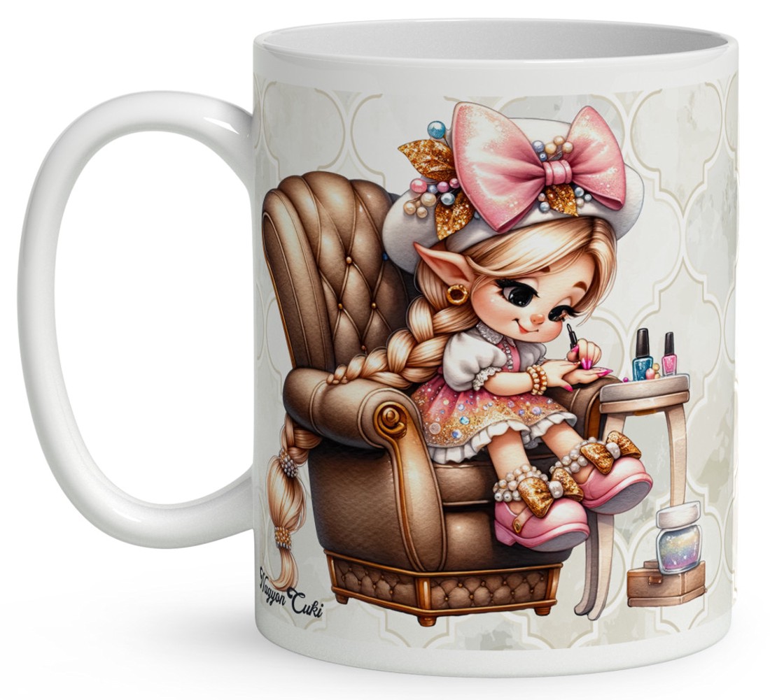 Névvel kérhető - Aranyos Körmös manólány mintás bögre - otthon & életmód - konyhafelszerelés, tálalás - tálalás - bögre & csésze - Meska.hu