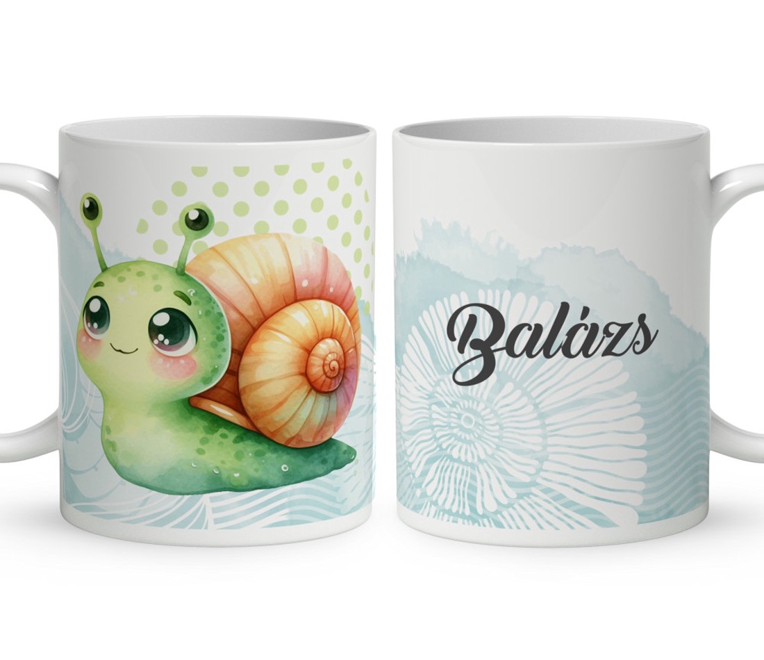 Névvel kérhető - Cuki zöld kis csiga mintás bögre - otthon & életmód - konyhafelszerelés, tálalás - tálalás - bögre & csésze - Meska.hu