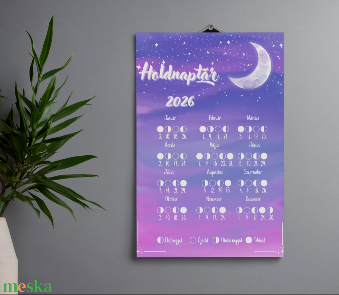 Holdnaptár 2026 Pink dreams - művészet - grafika & illusztráció - digitális - Meska.hu