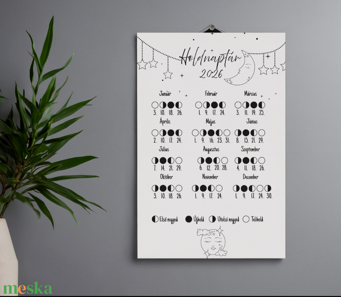 Holdnaptár 2026 Black and white - művészet - grafika & illusztráció - digitális - Meska.hu
