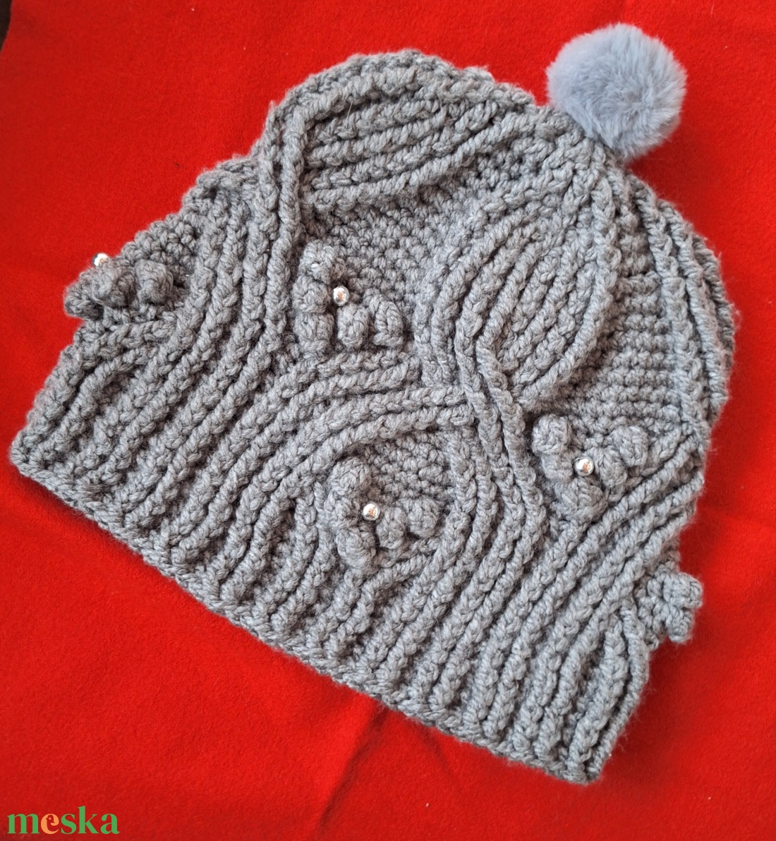 Horgolt sapka egyedi mintával - ruha & divat - sál, sapka, kendő - fejpánt - Meska.hu