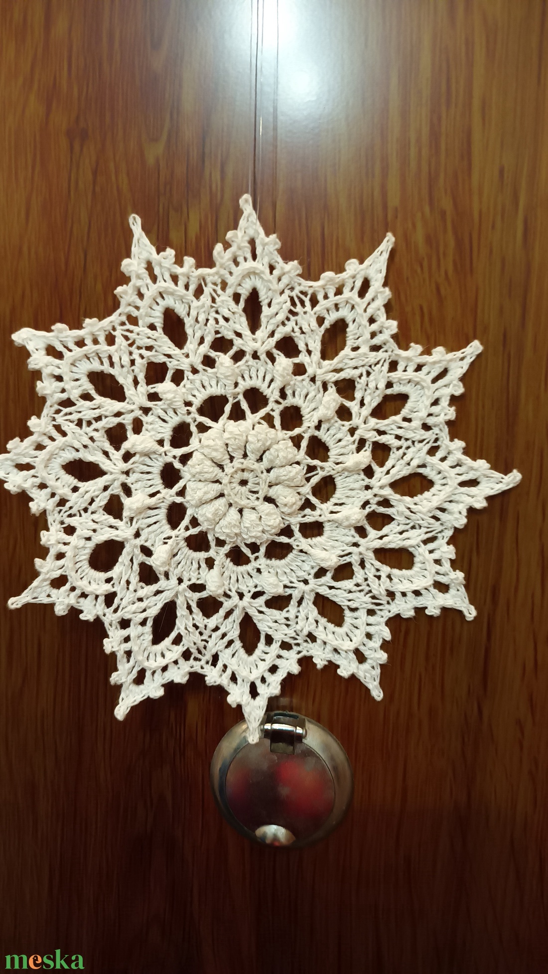 3D hatású horgolt hópehely  - karácsony - adventi díszek - adventi ablakdekoráció - Meska.hu