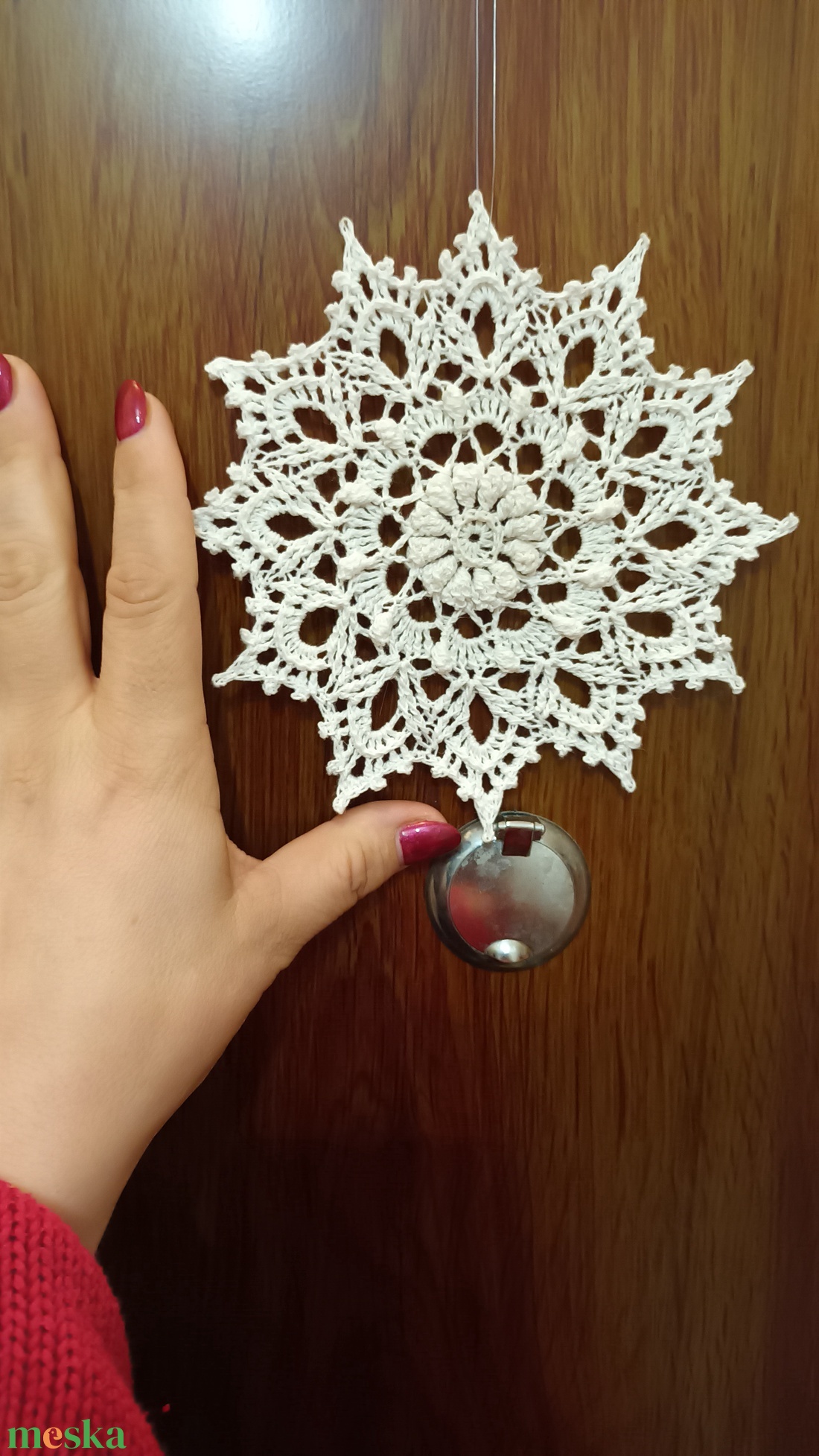 3D hatású horgolt hópehely  - karácsony - adventi díszek - adventi ablakdekoráció - Meska.hu