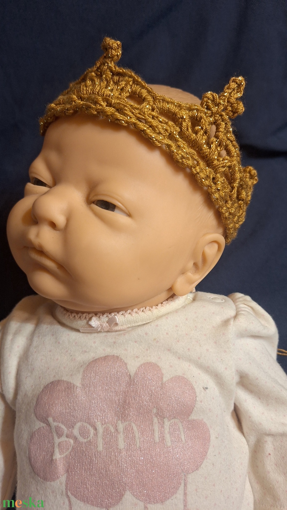 Aranyfényű Horgolt Születésnapi Korona � Puha és Elegáns - baba - mama - babafotózás - babafotózási kellékek - Meska.hu