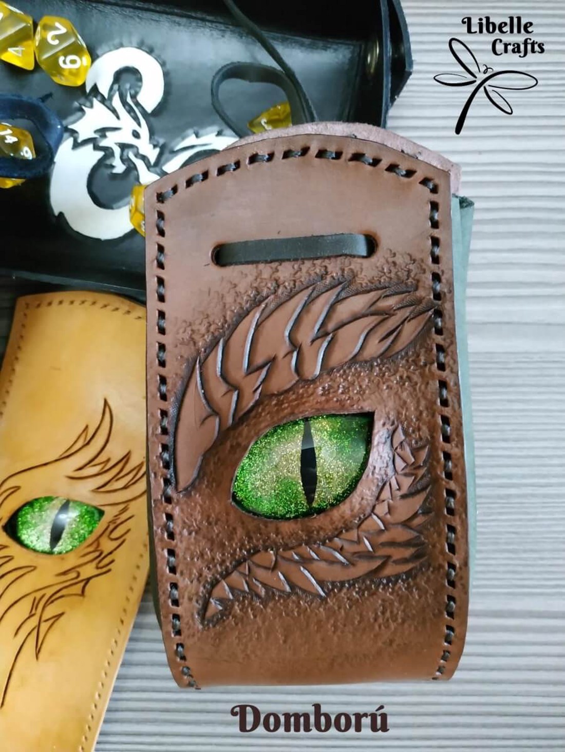 Sárkányszemes kockatartó szütyő - ZÖLD szemmel - játék & sport - táblajáték és kártyajáték - társasjátékok - dobókocka - Meska.hu