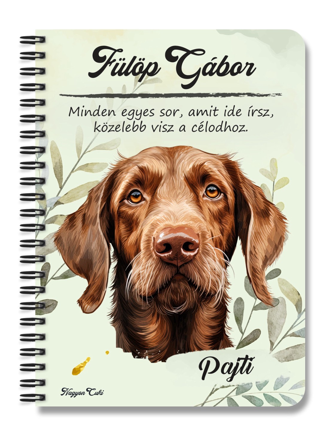 Személyre szabható - Drótszőrű magyar vizsla portré mintás A6-os füzet - otthon & életmód - papír, írószer - jegyzetfüzet & napló - Meska.hu