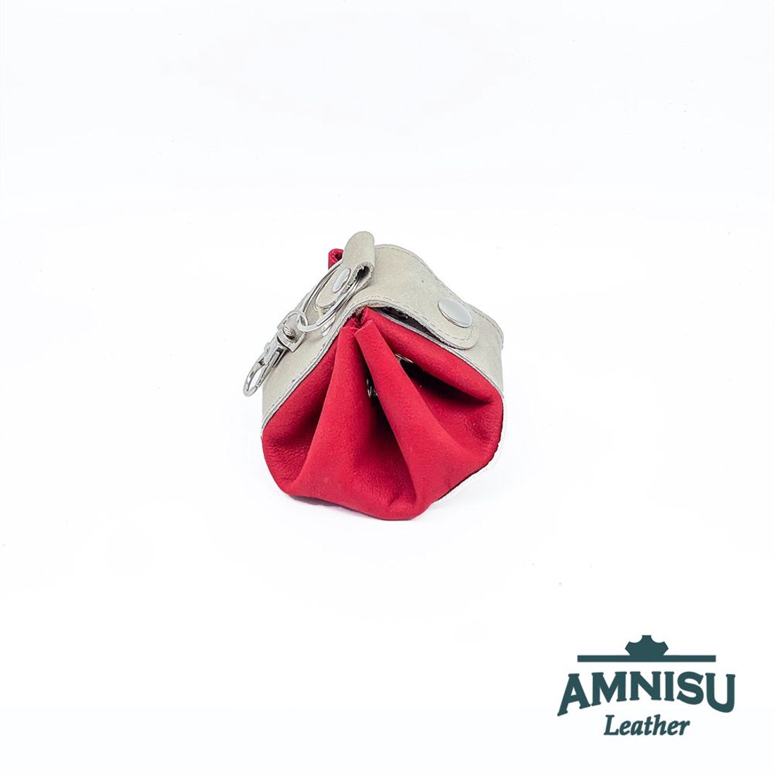 Szürke - piros bőr mini 2in1 szütyő és kockatálca N8014-5002 - játék & sport - táblajáték és kártyajáték - társasjátékok - dobókocka - Meska.hu