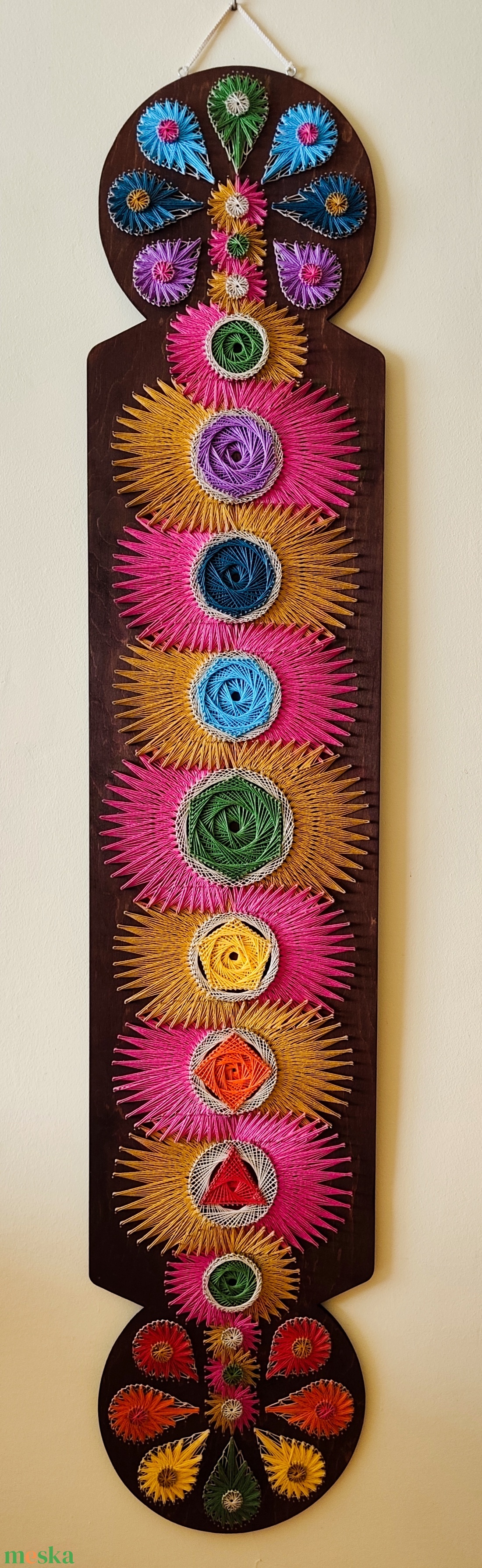 Egyedi tervezésű Hét Csakra fonalkép � 150 cm-es monumentális fali dekoráció - otthon & életmód - dekoráció - kép & falikép - 3d képek - Meska.hu