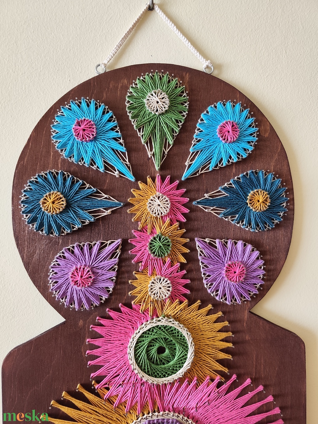 Egyedi tervezésű Hét Csakra fonalkép � 150 cm-es monumentális fali dekoráció - otthon & életmód - dekoráció - kép & falikép - 3d képek - Meska.hu