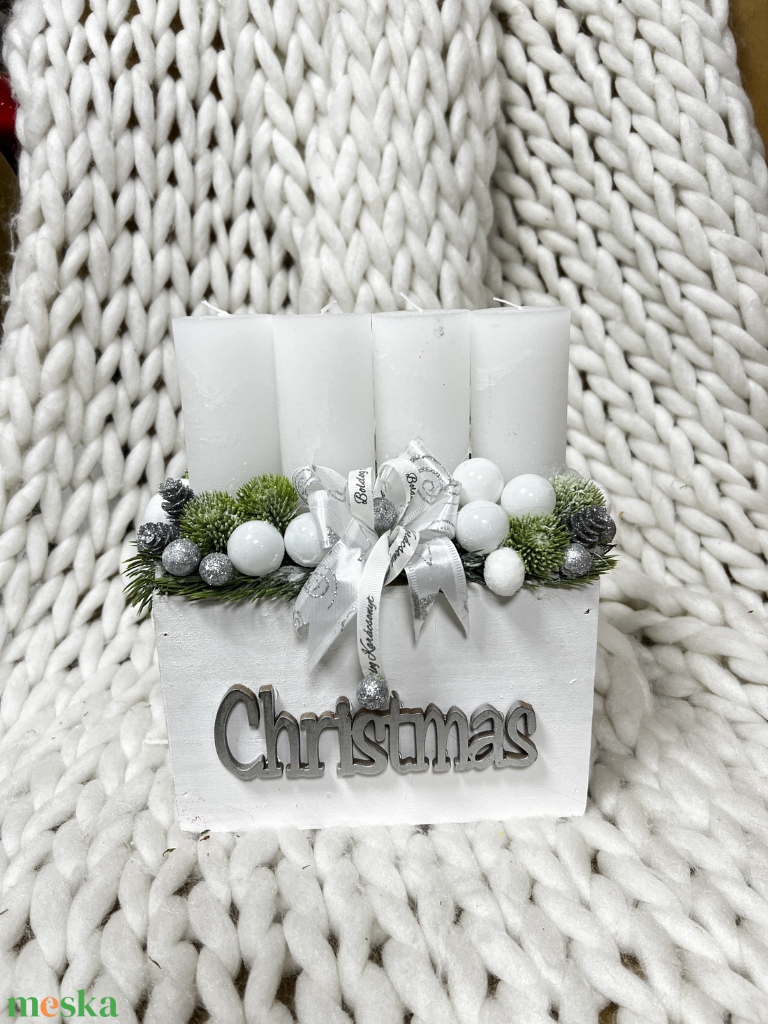 Elegáns fehér adventi dísz - karácsony - adventi díszek - adventi asztaldísz - Meska.hu Elegáns fehér adventi dísz - karácsony - adventi díszek - adventi asztaldísz - Meska.hu