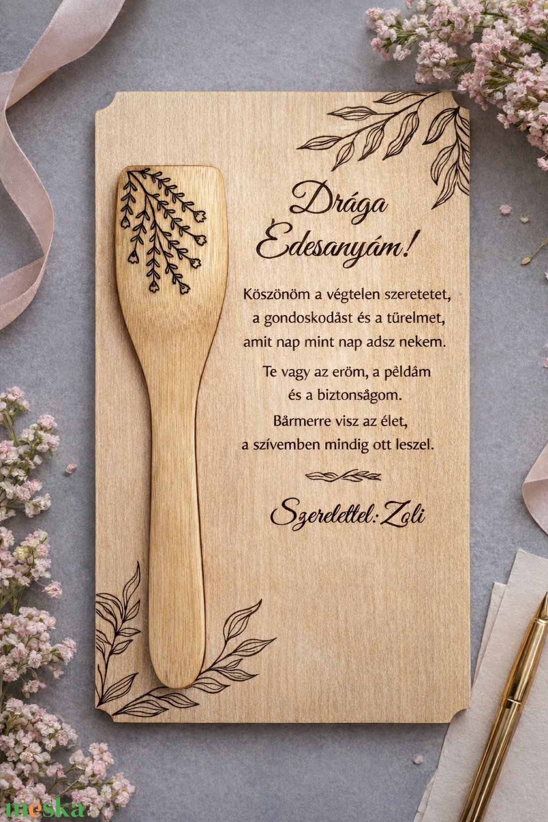 Megható anyák napi ajándék, gravírozott fakanál és tábla - otthon & életmód - dekoráció - dísztárgy - Meska.hu