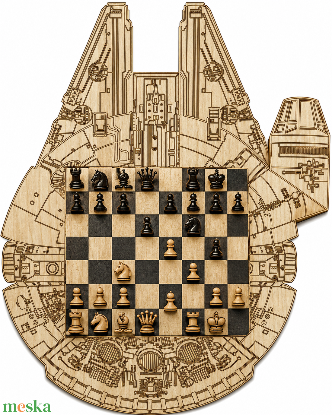 Millenium Falcon Sakktábla 60x50 cm - játék & sport - táblajáték és kártyajáték - sakk - Meska.hu