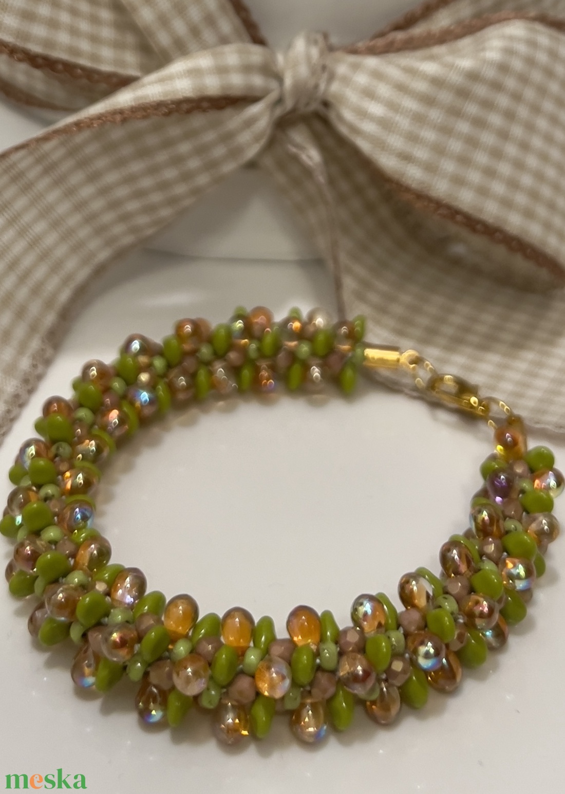 Karkötő az ősz színeiben - ékszer - karkötő - gyöngyös karkötő - Meska.hu
