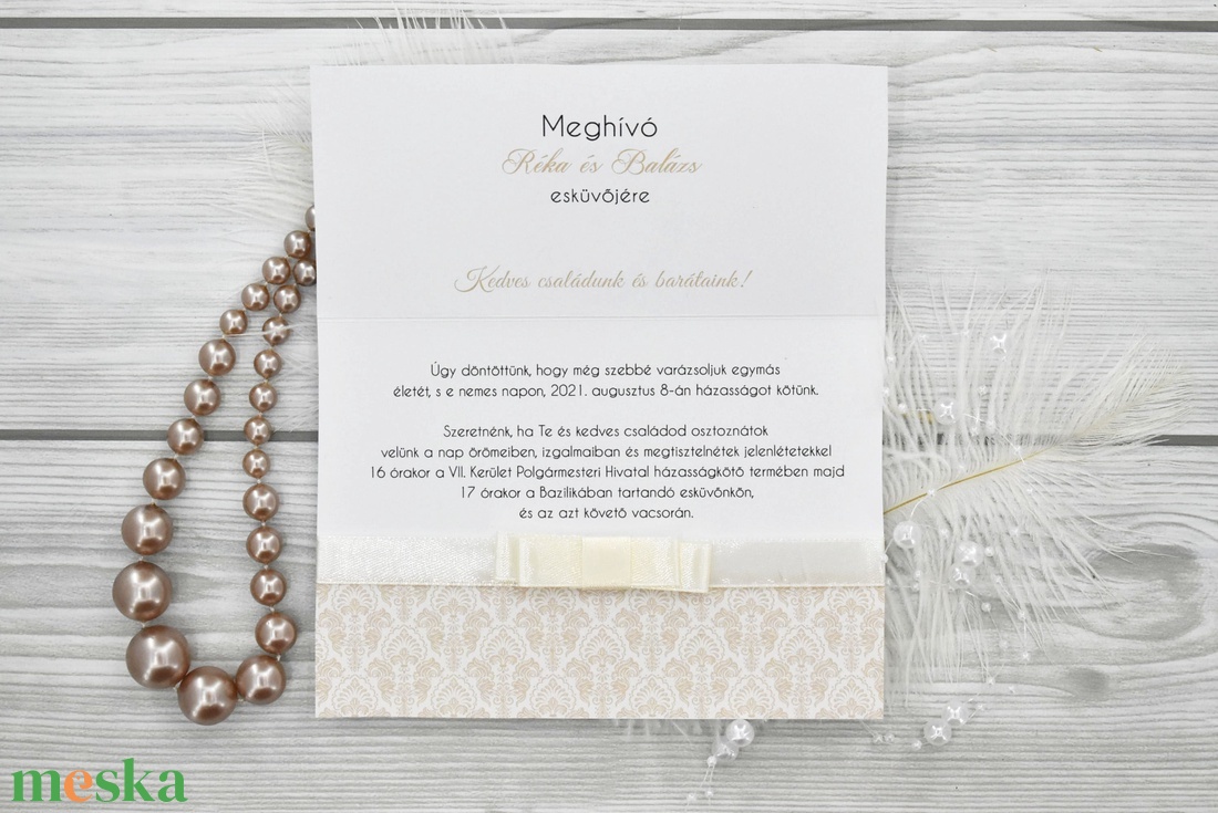 Nyitható meghívó krém színű barokk mintával - esküvő - meghívó & kártya - meghívó - Meska.hu Nyitható meghívó krém színű barokk mintával - esküvő - meghívó & kártya - meghívó - Meska.hu