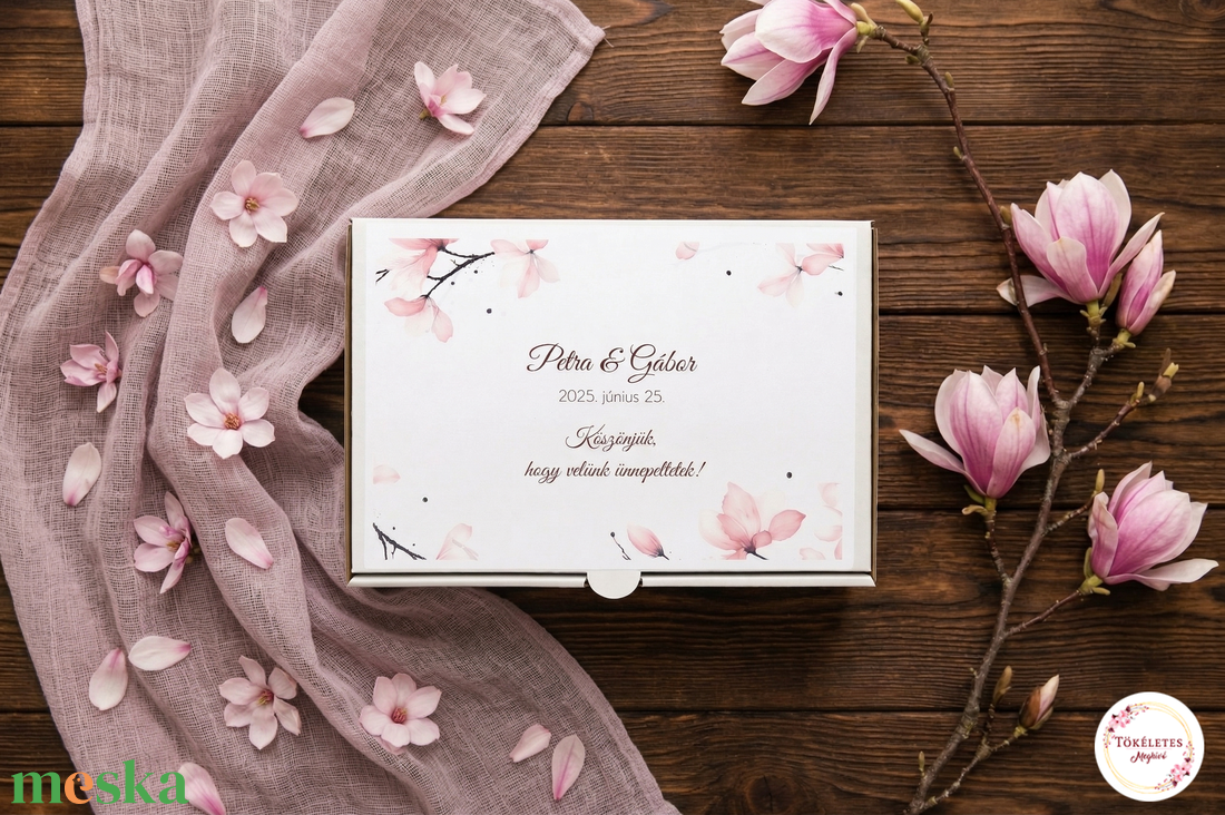 Sütisdoboz magnóliás grafikával - esküvő - emlék & ajándék - köszönőajándék - Meska.hu