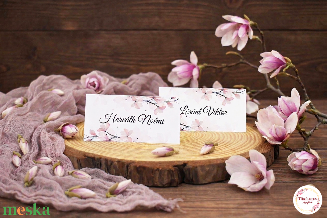 Magnóliás ültetőkártya - esküvő - meghívó & kártya - ültetési rend - Meska.hu