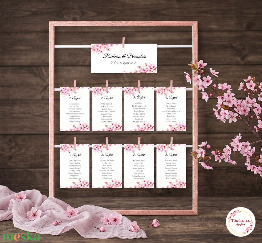 Cseresznyevirágos ülésrend - esküvő - meghívó & kártya - ültetési rend - Meska.hu