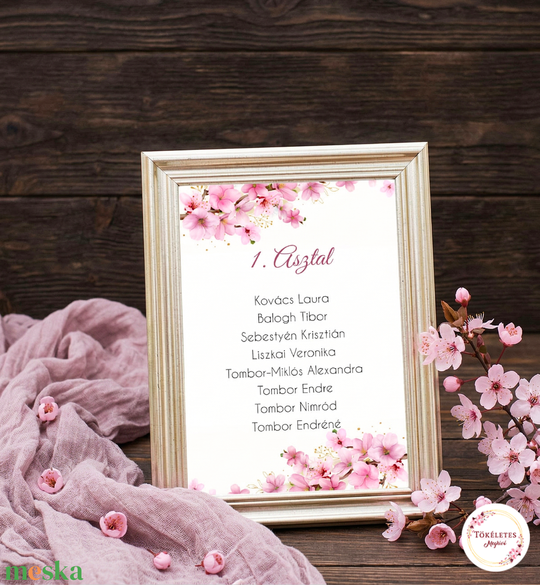Cseresznyevirágos ülésrend - esküvő - meghívó & kártya - ültetési rend - Meska.hu