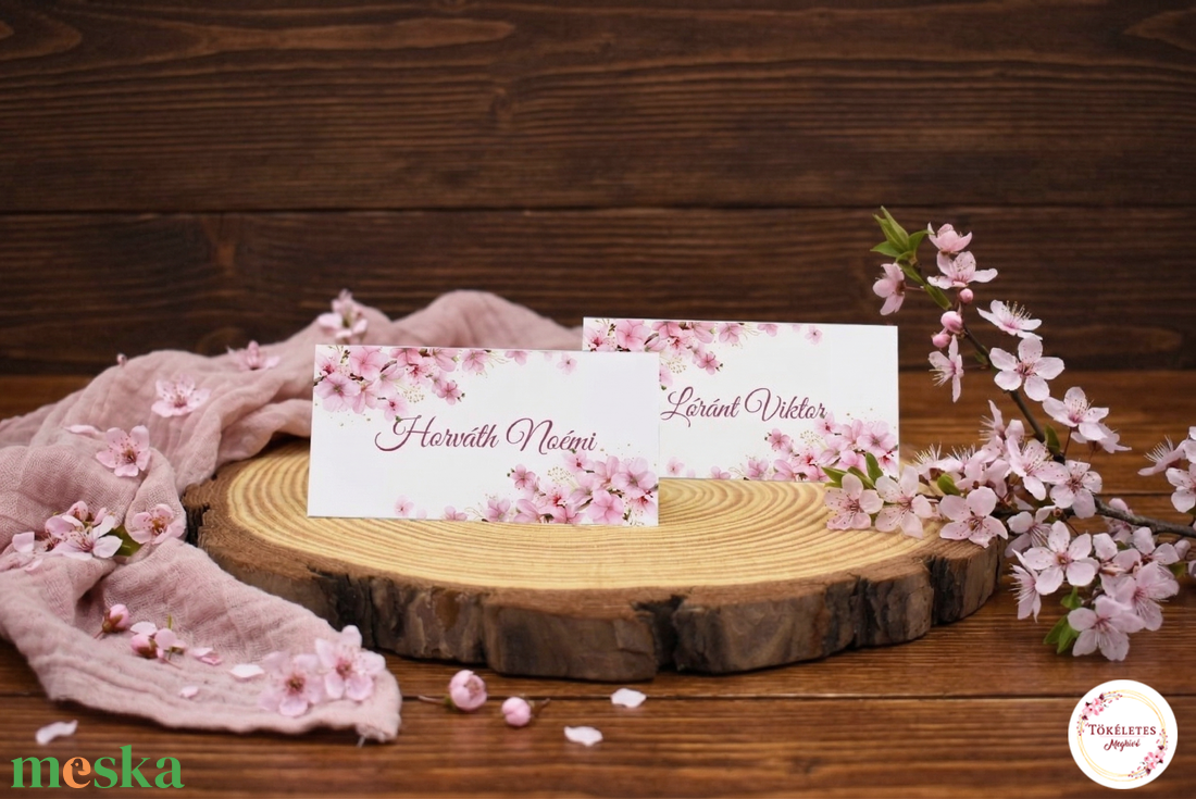 Cseresznyevirágos ültetőkártya - esküvő - meghívó & kártya - ültetési rend - Meska.hu