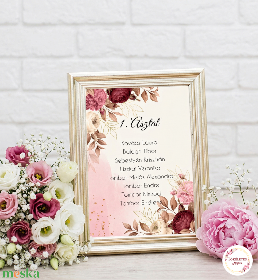 Ülésrend bordó virágokkal - esküvő - meghívó & kártya - ültetési rend - Meska.hu