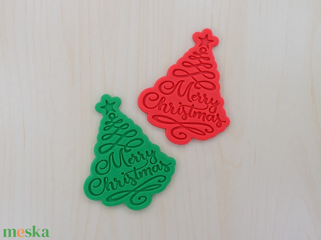 Merry Christmas karácsonyfa sütikiszúró és pecsét szett - 663 - otthon & életmód - konyhafelszerelés, tálalás - sütés, főzés - sütikiszúró - Meska.hu