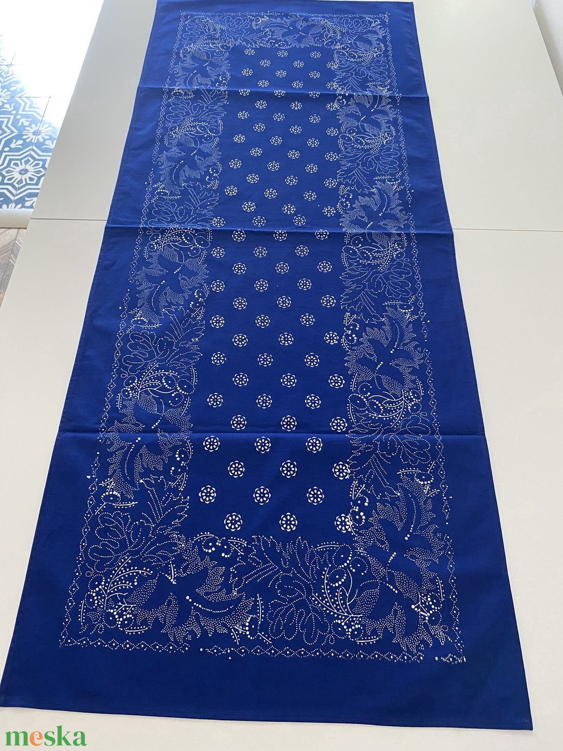 Kékfestő futó terítő 120x50 cm - otthon & életmód - konyhafelszerelés, tálalás - tálalás - terítő - Meska.hu