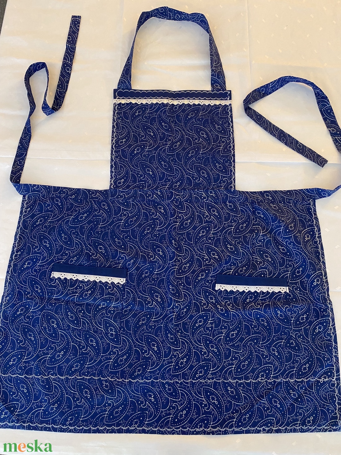 Kékfestő retro kötény - otthon & életmód - konyhafelszerelés, tálalás - konyhai textil - kötény - Meska.hu