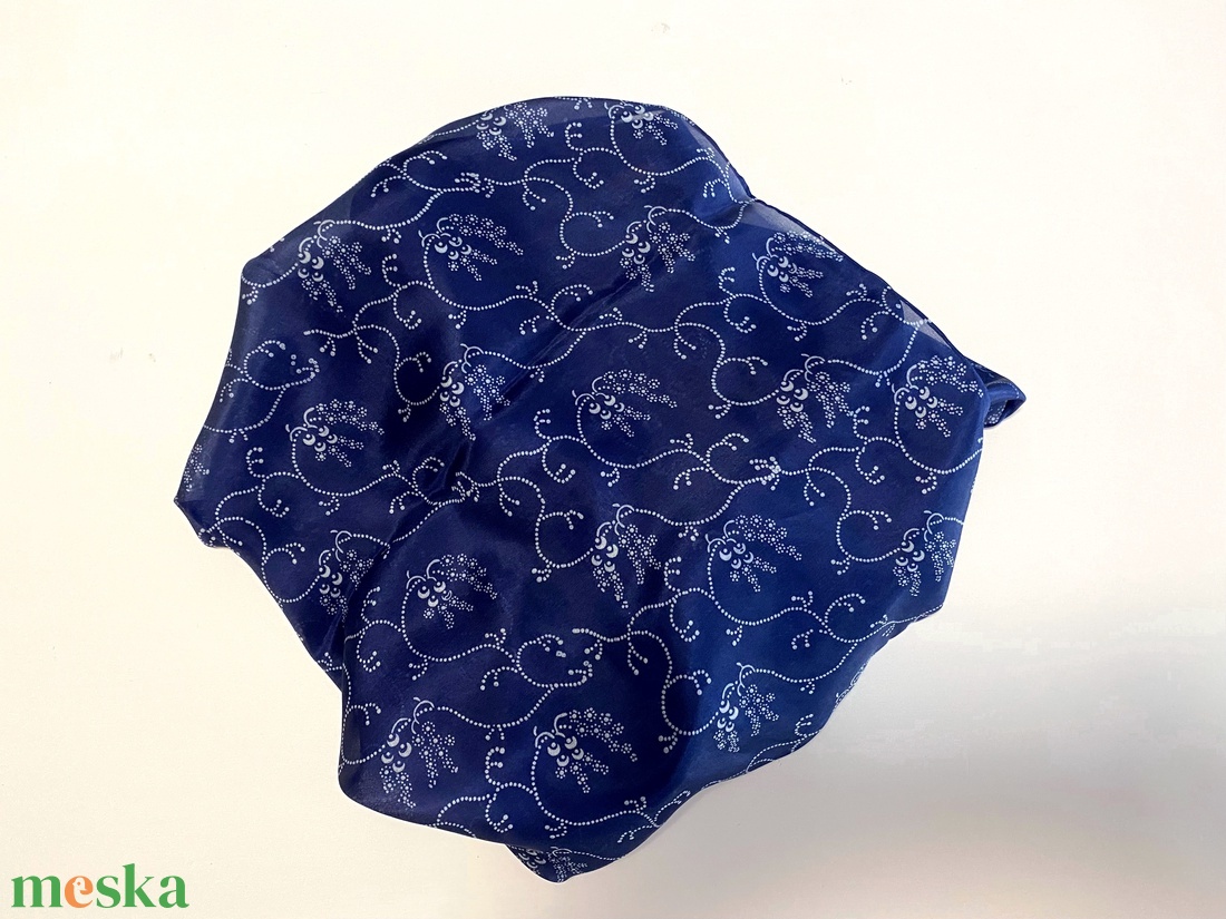 Hernyóselyem sál 180x40 cm eredeti kékfestő - ruha & divat - sál, sapka, kendő - sál - Meska.hu