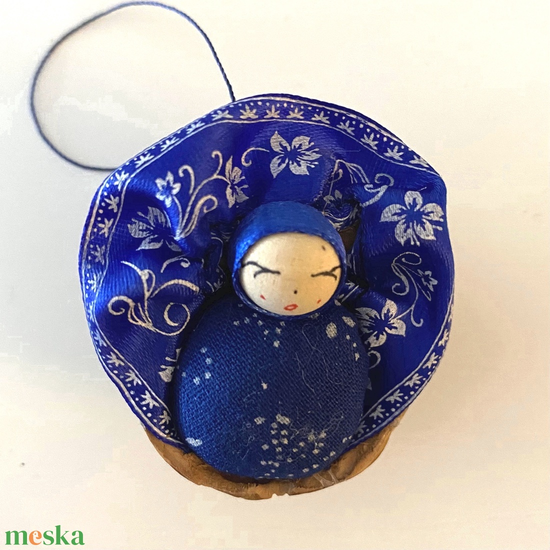 Karácsonyi dióbaba eredeti kékfestő - karácsony - karácsonyi lakásdekoráció - karácsonyfadíszek - Meska.hu