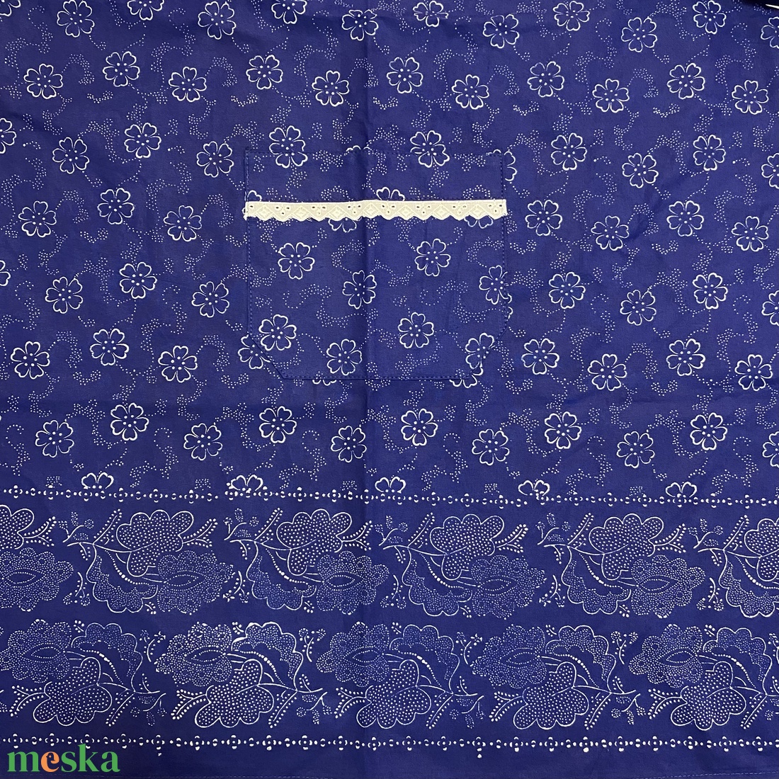 Eredeti kékfestő bordűrös kötény - otthon & életmód - konyhafelszerelés, tálalás - konyhai textil - kötény - Meska.hu