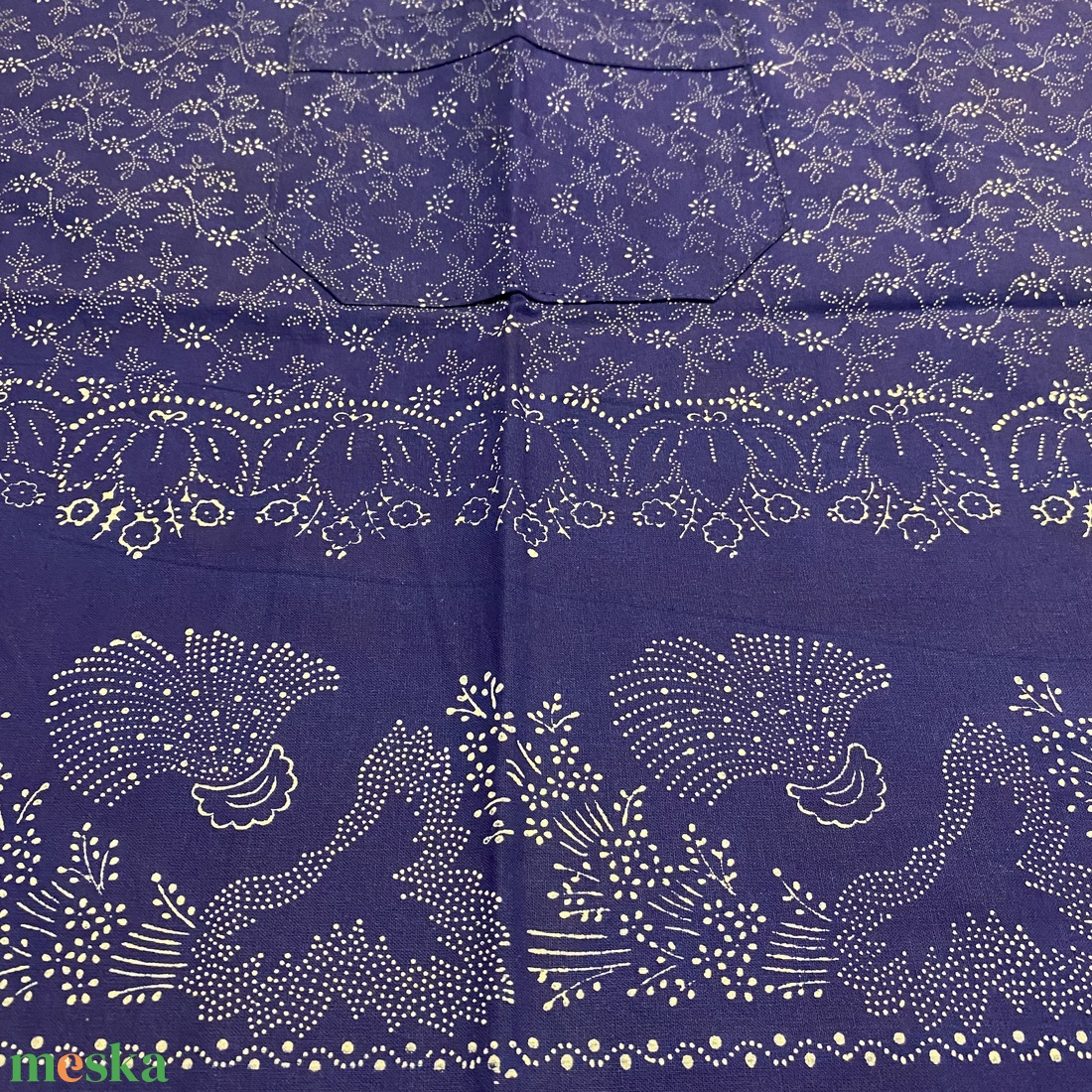 Bordűrös kötény eredeti kékfestő - otthon & életmód - konyhafelszerelés, tálalás - konyhai textil - kötény - Meska.hu