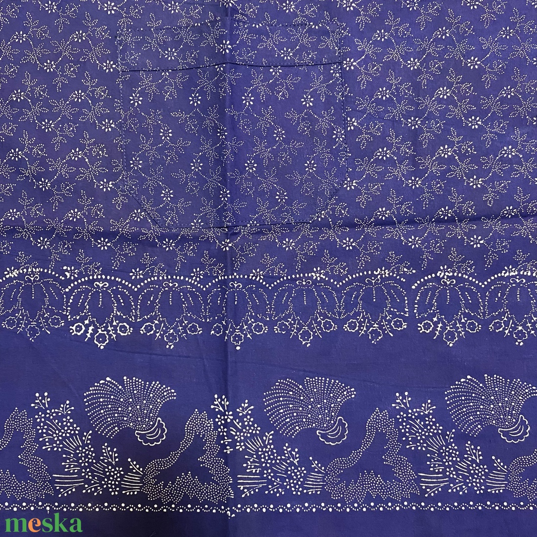 Bordűrös kötény eredeti kékfestő - otthon & életmód - konyhafelszerelés, tálalás - konyhai textil - kötény - Meska.hu