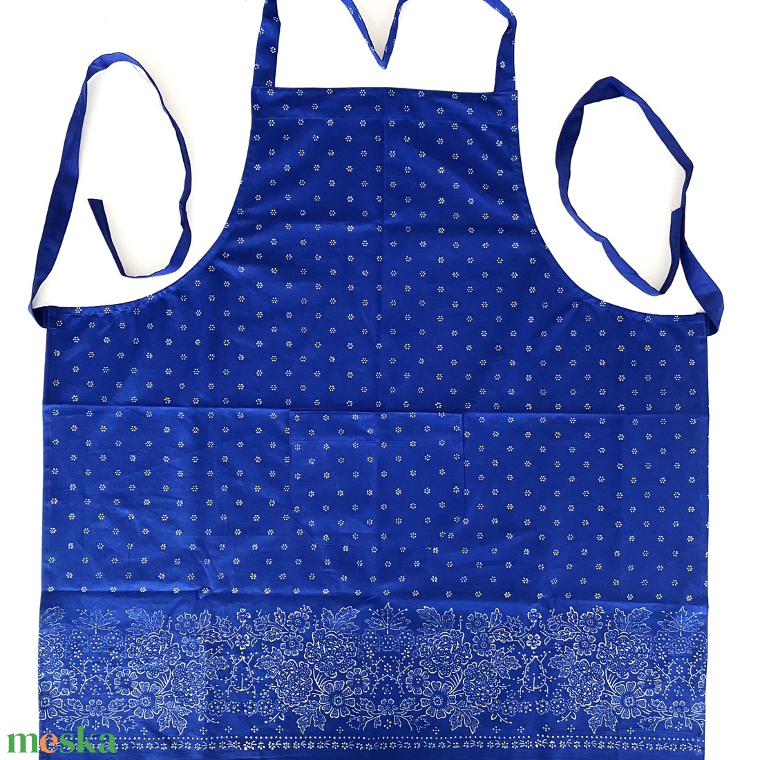 Bordűrös kötény eredeti kékfestő - otthon & életmód - konyhafelszerelés, tálalás - konyhai textil - kötény - Meska.hu