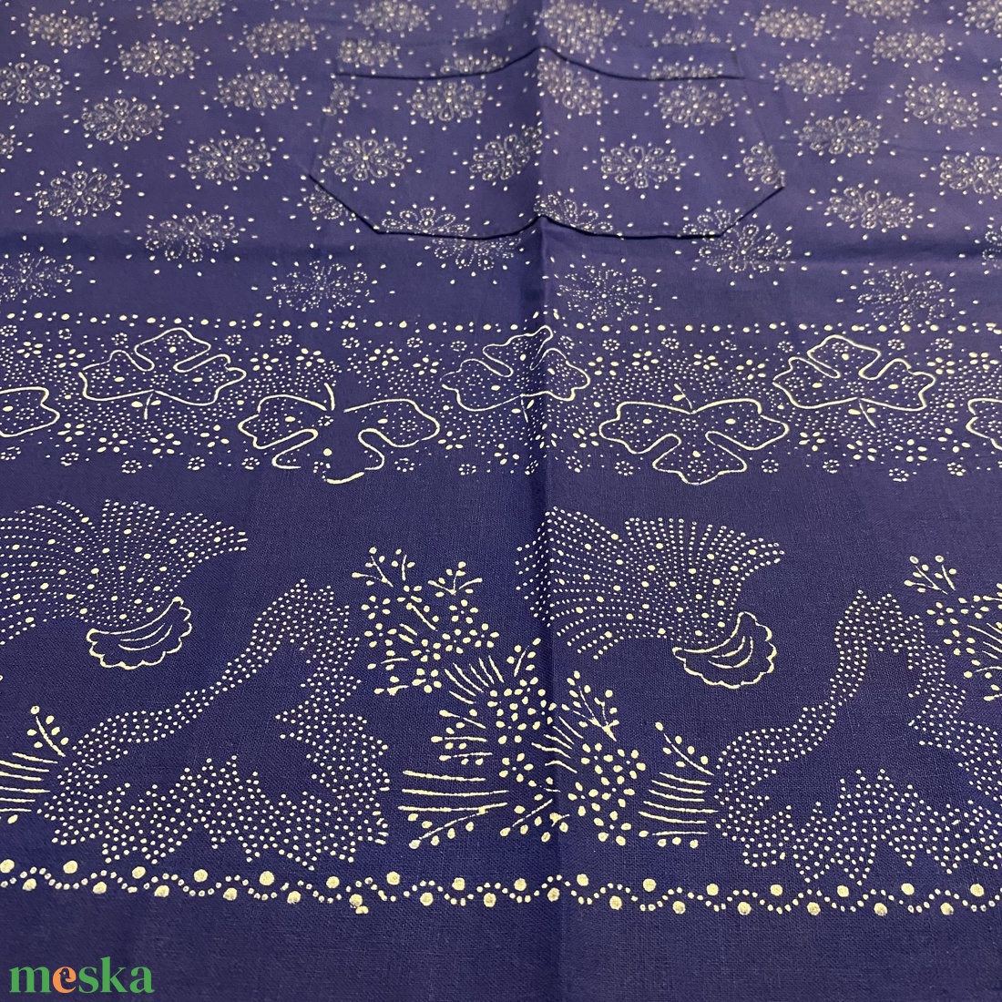 Bordűrös kötény eredeti kékfestő - otthon & életmód - konyhafelszerelés, tálalás - konyhai textil - kötény - Meska.hu