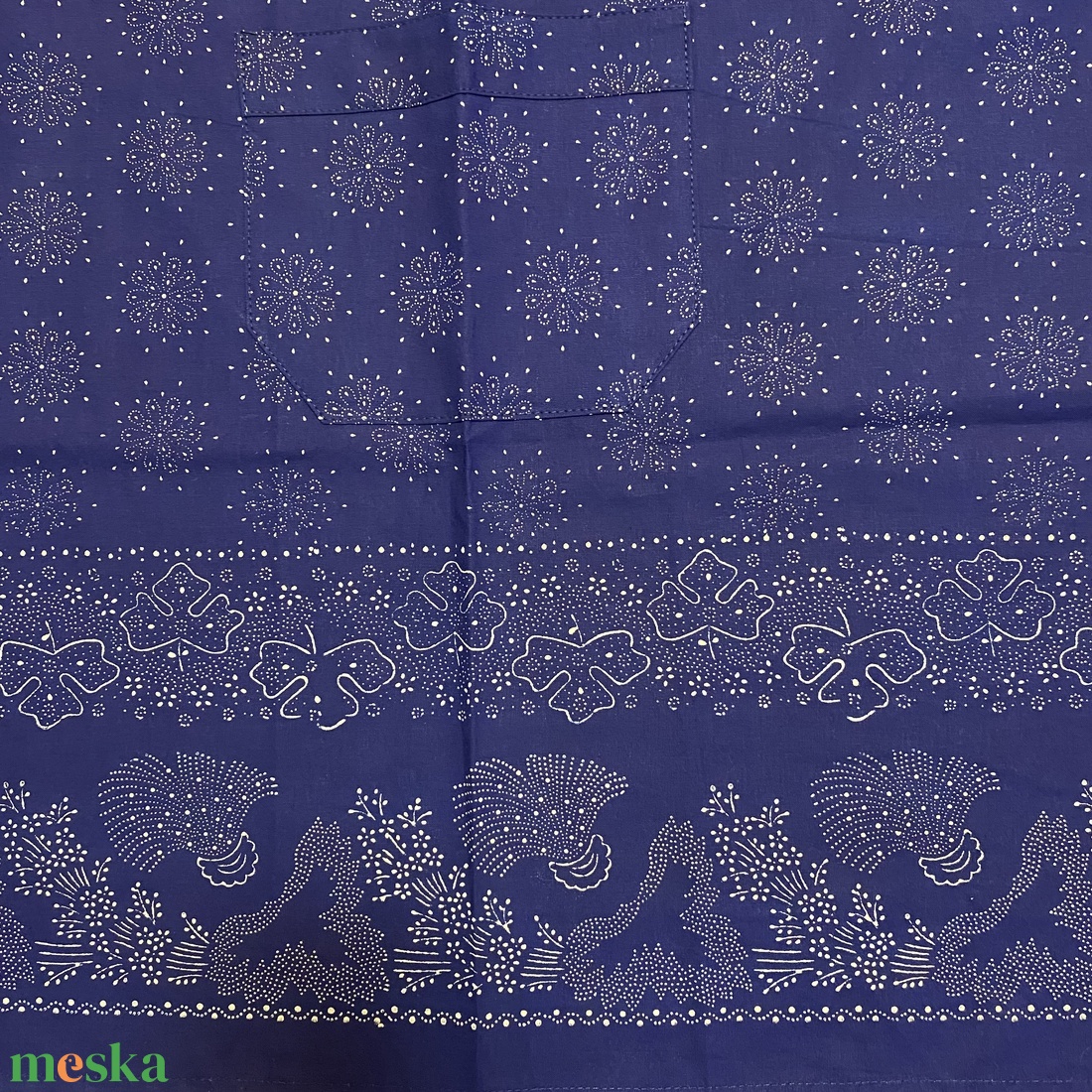 Bordűrös kötény eredeti kékfestő - otthon & életmód - konyhafelszerelés, tálalás - konyhai textil - kötény - Meska.hu