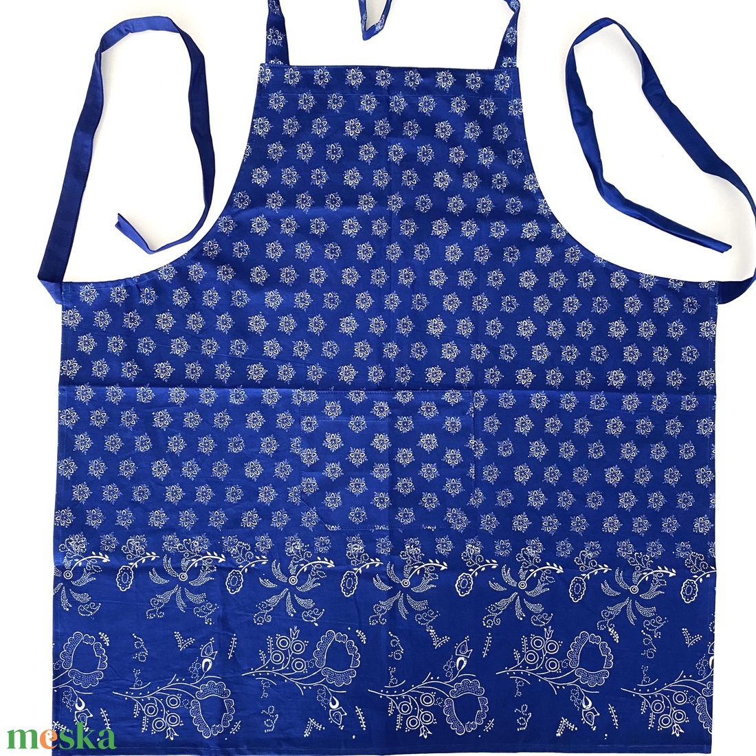 Bordűrös kötény eredeti kékfestő - otthon & életmód - konyhafelszerelés, tálalás - konyhai textil - kötény - Meska.hu