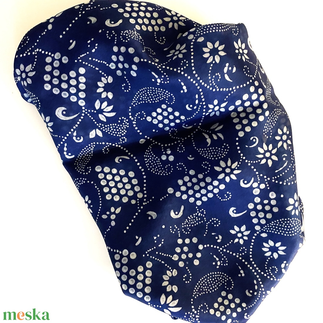 Hernyóselyem sál 180x40 cm eredeti kékfestő - ruha & divat - sál, sapka, kendő - sál - Meska.hu