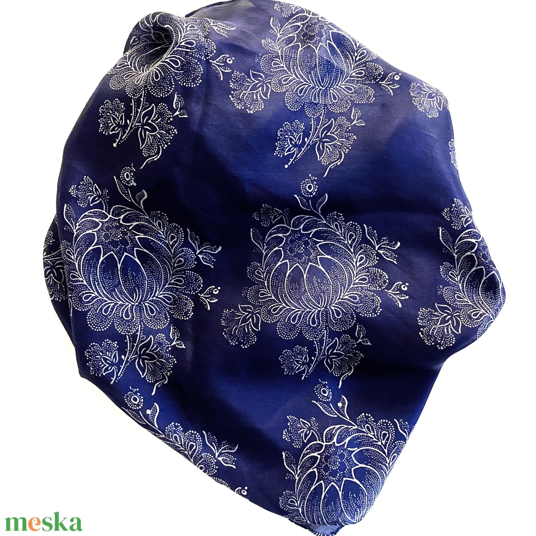 Hernyóselyem sál 180x40 cm eredeti kékfestő - ruha & divat - sál, sapka, kendő - sál - Meska.hu