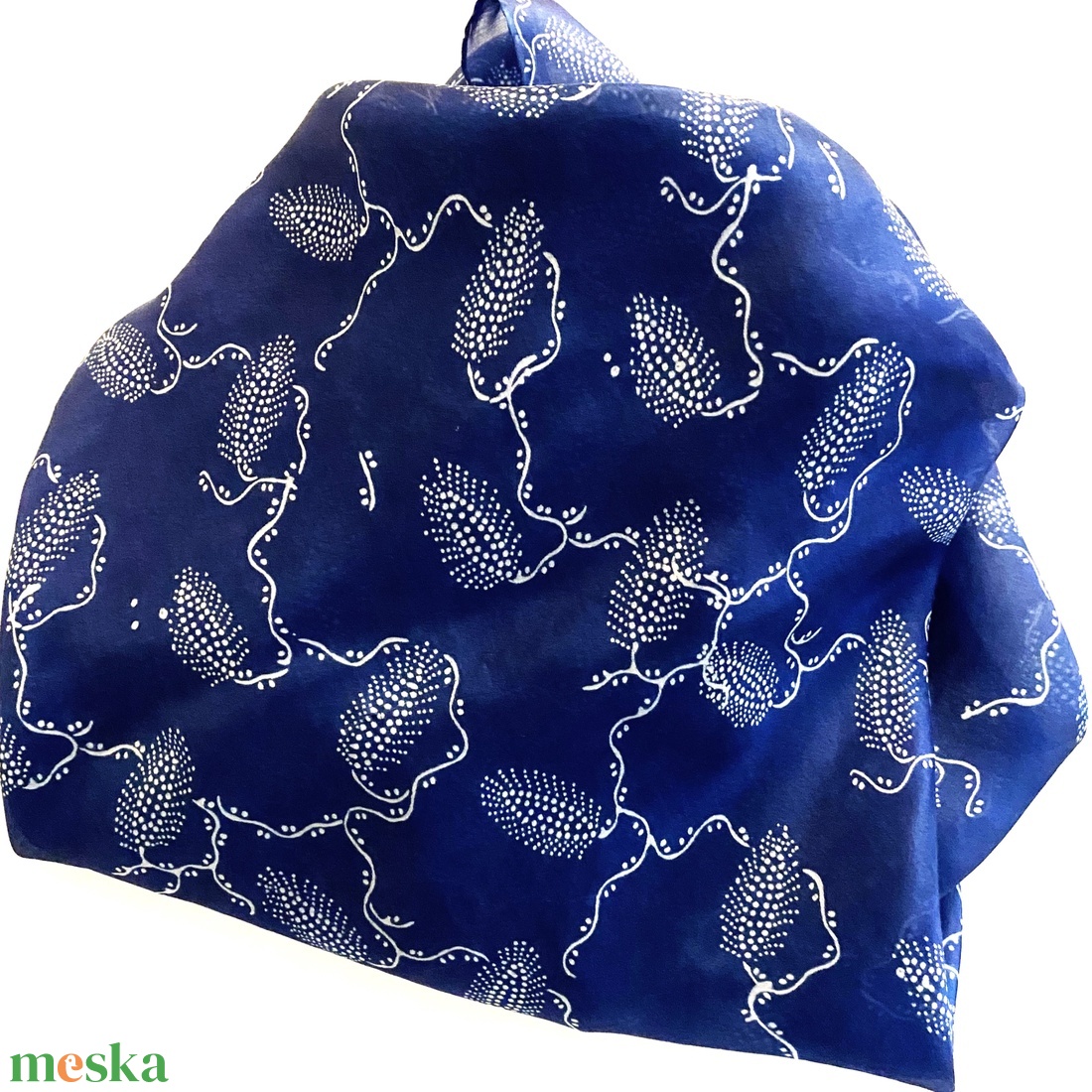 Hernyóselyem sál 180x40 cm eredeti kékfestő - ruha & divat - sál, sapka, kendő - sál - Meska.hu